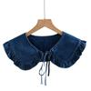 Denim Fake False Collar Shawl For Women Casual Summer Dress Shoulder Wraps Small Cape Sweater Lapel Shirt Detachable Collar