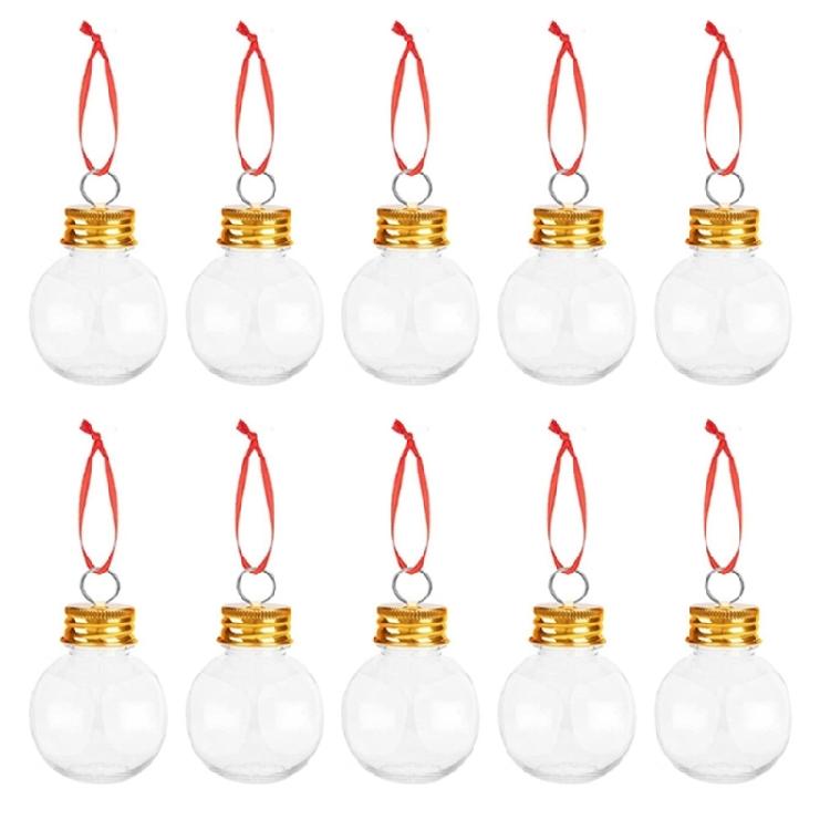 

10PCS 50ml Round Christmas Ball with Removable Cap Tree Hanging Ornament Decors