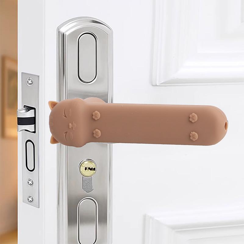 1Pcs Cartoon Cat Anti-collision Door Handle Cover Silicone Door Knob Cover Anti-Slip Safety Doorknob Protector For Home