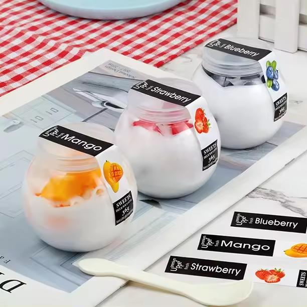 Pucharki Plastikowe Z Przykrywką Do Deserów  Kuliste Ball Shape Cup 200Ml/12Szt