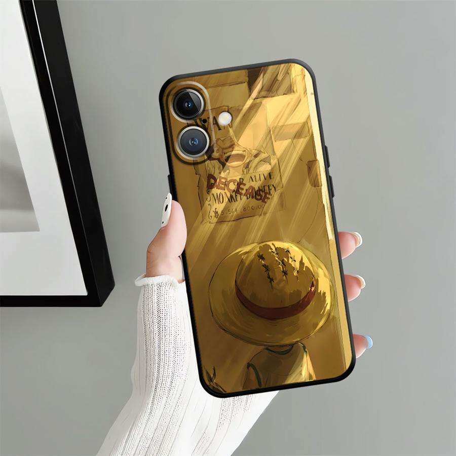 

One Piece Luffy Logo Black Soft Phone Cover Case for iPhone XS Max 7 8 17Air 13 12 11 17 Pro Max XR 15 16 14 Plus iPhone 15