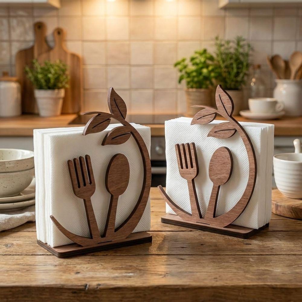Rustic Paper Towel Rack Farmhouse Style Napkin Stand Vertical Tissue Dispenser Home Restaurant