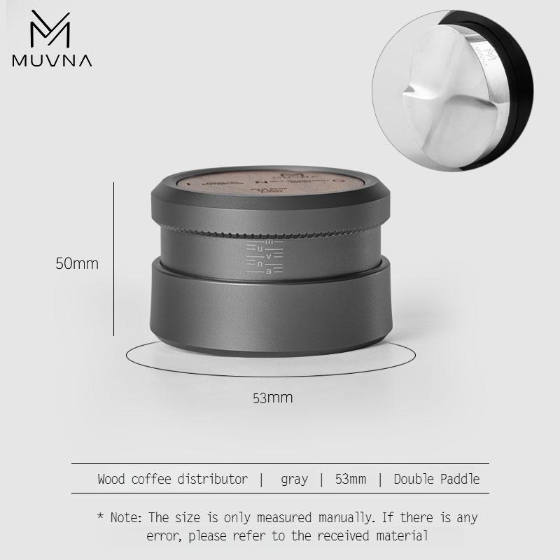 MUVNA Espresso tamper V2, pomalu se vracející kávový tamper s nerezovou vlnitou základnou pro portafiltry 51 mm / 53 mm / 58 mm