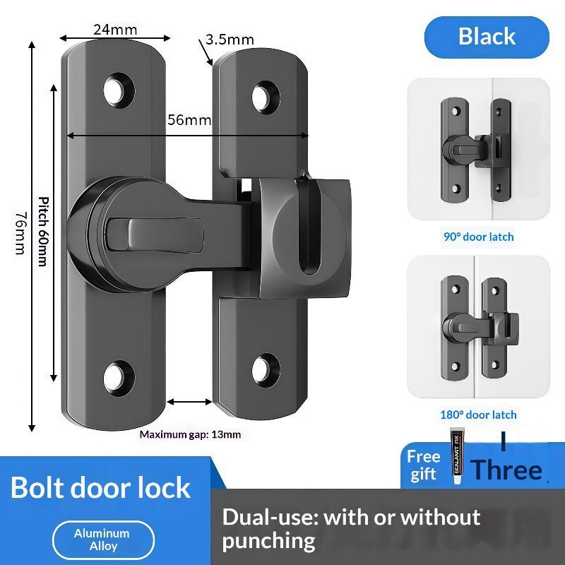 90 180 Degree Flip Door Lock Home Security Sliding Door Latch Aluminum Alloy Anti Theft Small Gate Latches Household Hardware