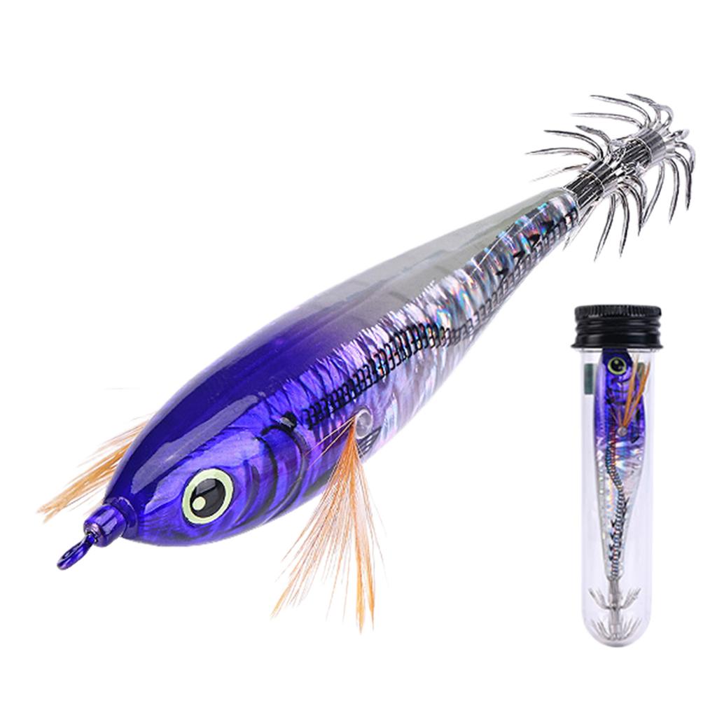 Fishing Squid Jigs Cuttlefish Lures Double-Layer Rust-Proof Luminous Shrimp Prawn Sleeve Jig Hooks for Saltwater Fishing