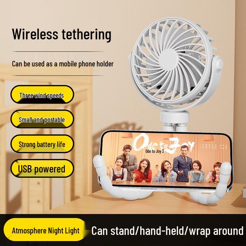 USB Rechargeable Portable Octopus Fan for Students, Dorms, Desktops, Outdoor Camping, Travel, and Strollers