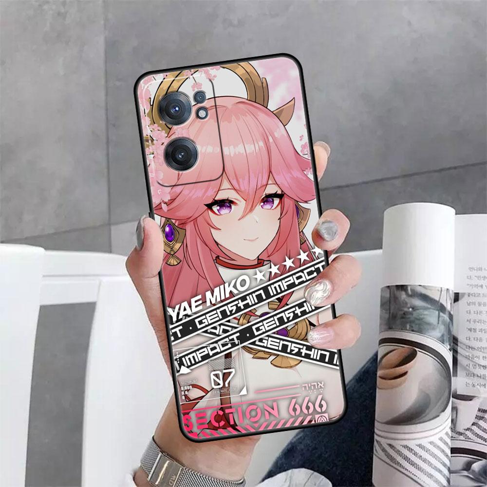 Phone Black Case for OnePlus Nord 2 5G 8T 10 9 7 8 Pro 10T For Oppo A53 A16 A15 A54 A74 Silicone Funda Genshin Impact Anime