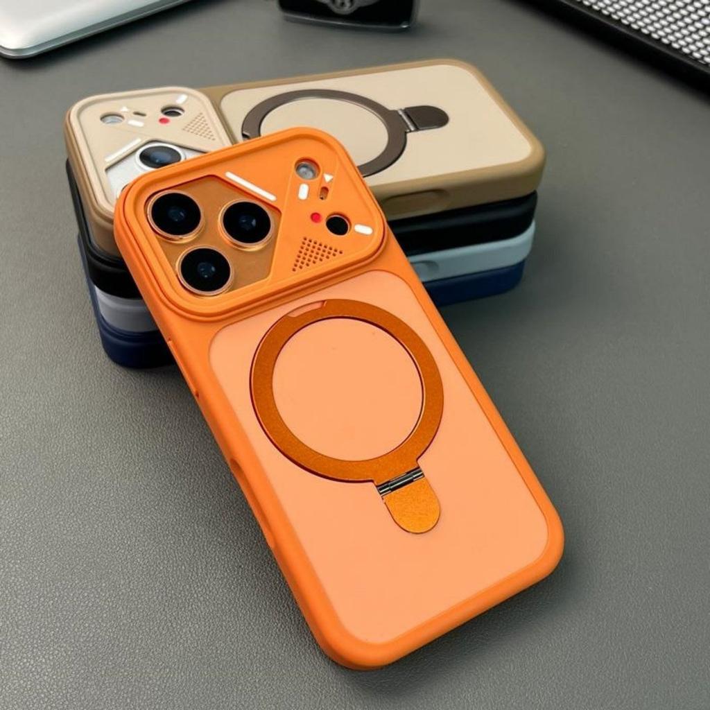 360 Degree Rotating Magnetic Bracket Case for iPhone 17 16 15 14 13 Pro Max For Magsafe Soft Frame Bumper Fold Holder Cover