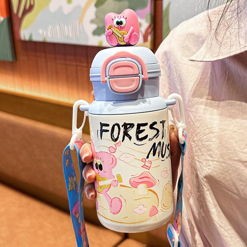 Children's Cartoon Thermos Cup with Straw - Food Grade 316, Portable and High-Value for Students