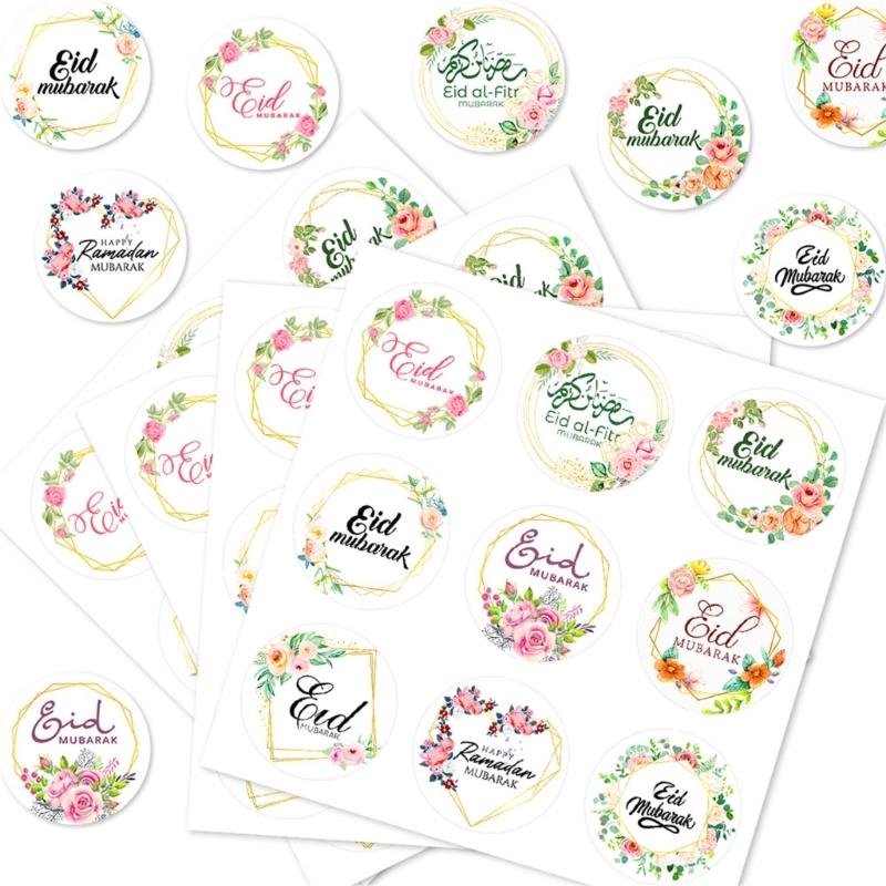 Set of 90Pcs Eid Mubarak Sticker 40mm Decorative Wrapping Sticker for Journal Planner Packaging Party Decoration