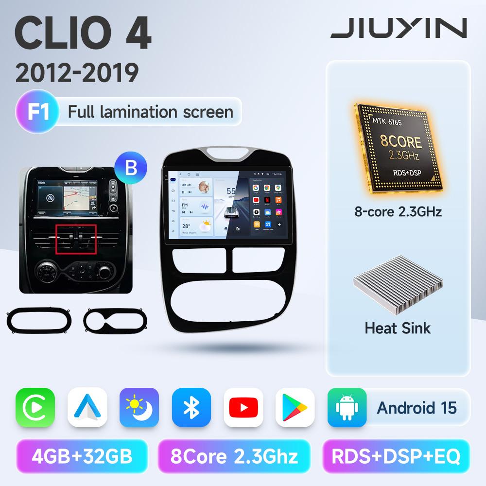 JIUYIN Android 15 Wireless CarPlay Auto Car Radio For Renault Clio 4 ZOE 2012-2019 Intelligent Systems DSP SWC RDS GPS FM BT
