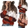Women's Long Sleeve Colorblock Striped Casual Loose Knit Pullover Sweater Top