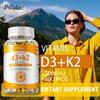 Vitamin D3+K2 Soft Capsules, Coconut Oil Base, Immune Support, Suitable for Both Men and Women.