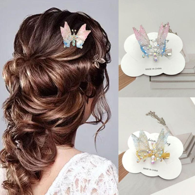 Flying Butterfly Hair Clip for Girls 3D Moving Wing Hairpins Rhinestones Barrettes Hair Styling Accessories for Women