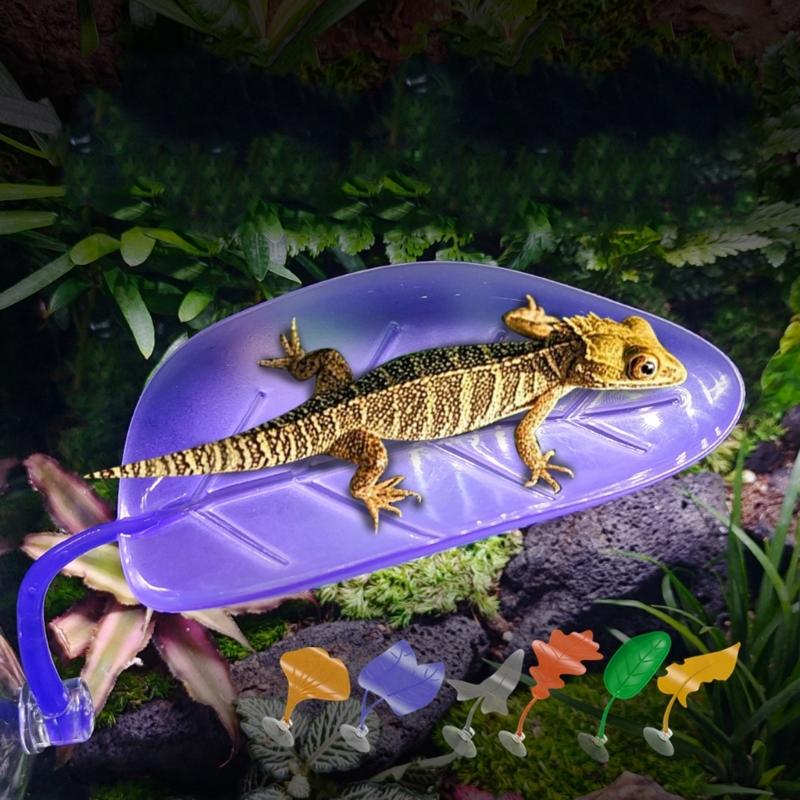 Lizards Basking Platform Tanks Accessories Leaf Shape Bearded Dragon Basking Platform with Suction Cup Decorations