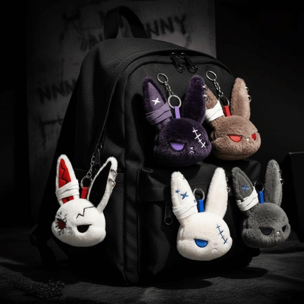 Gothic Style Bunny Plush Keychain Plush Rabbit Bag Charm Cute Bunny Keyring Daily Carry