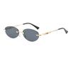 Frameless Cut-Edge Sunglasses, Trendy Metal Spring-Clip Women's Sunglasses