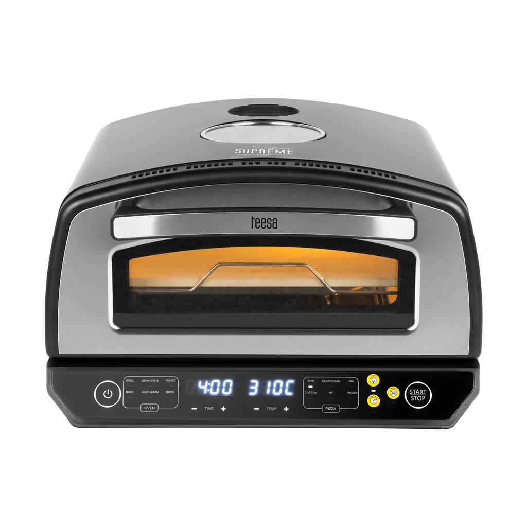 SUPREME ELITE 2200 W Pizza Oven, 450 Degrees, Two Heating Elements, Window, LED, 33 Cm, Various Baking Programs