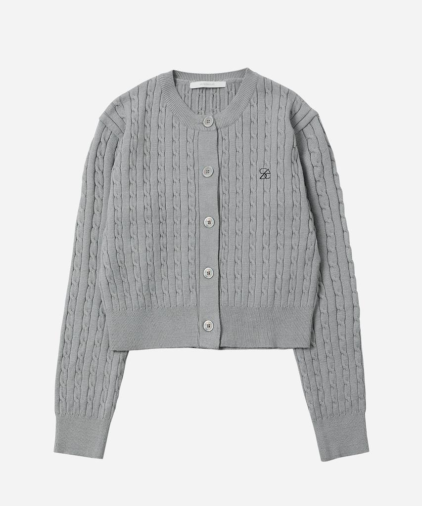 Salt And Chocolate Sac Logo Cable Round Cardigan Light Grey 4W2316002