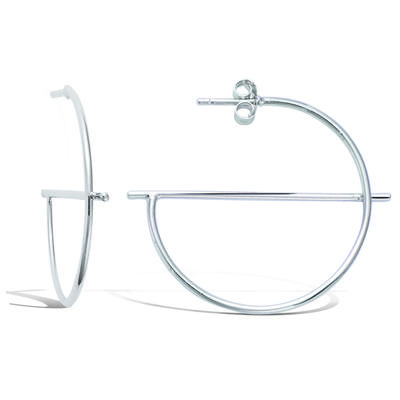 [R2588] - Silver 'Choreography' Hoop Earrings (rhodium) - 30 Mm