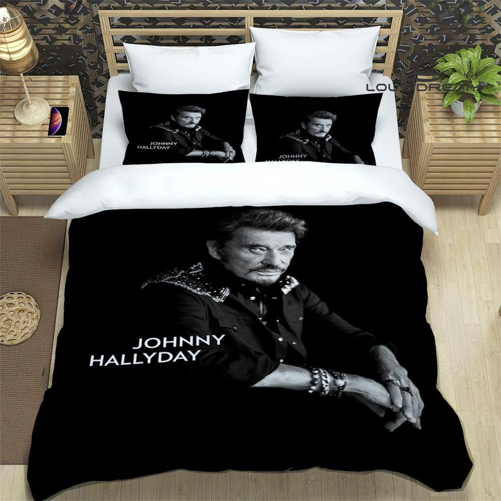 3D Johnny Hallyday bedruckte Bettwäsche-Sets exquisites Bettwaren-Set Bettbezug Steppbett-Set Bettwäsche-Set Luxus Geburtstagsgeschenk