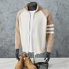Men's Korean Style Striped Stand Collar Zipper Cardigan Sweater - New Spring/Autumn Collection