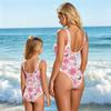 Girls One Piece Swimsuit Floral Print Round Neck Sleeveless Swimwear Suitable for Kids Comfortable Fit Lightweight Fabric