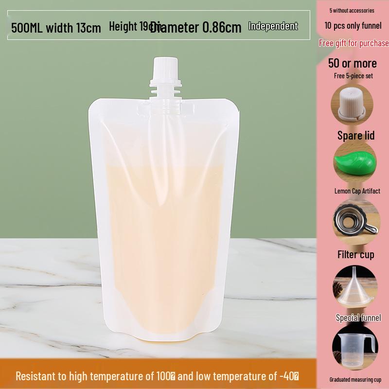 Disposable Transparent Spout Bag for Soy Milk, Chinese Medicine, Soup, or Beverages - Self-Standing and Convenient for Takeaway
