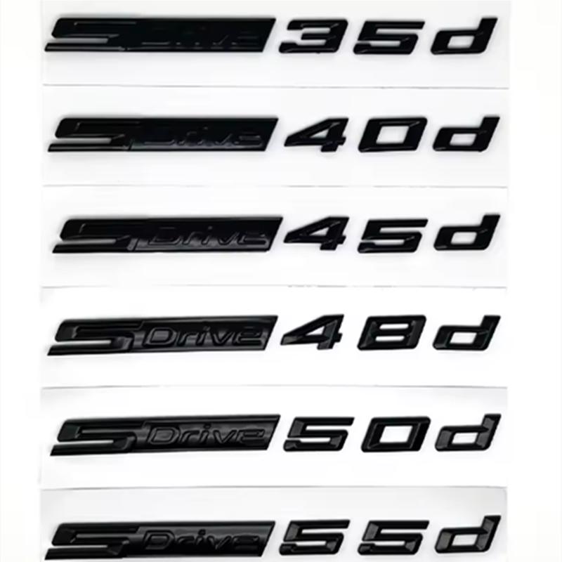 3D ABS Etiqueta engomada del emblema del coche negro brillante SDrive18i 20i 23i 25i 28i 30i 35i 40i 45i 50i 55i para BMW X1 X2 D1
