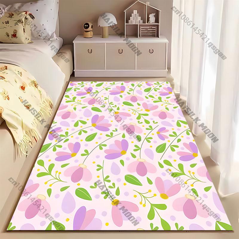 Colorful Floral Pattern Design Carpet Yoga Living Room Room Decor Children's Crawling Mat Doormat Area Rug Games Mat