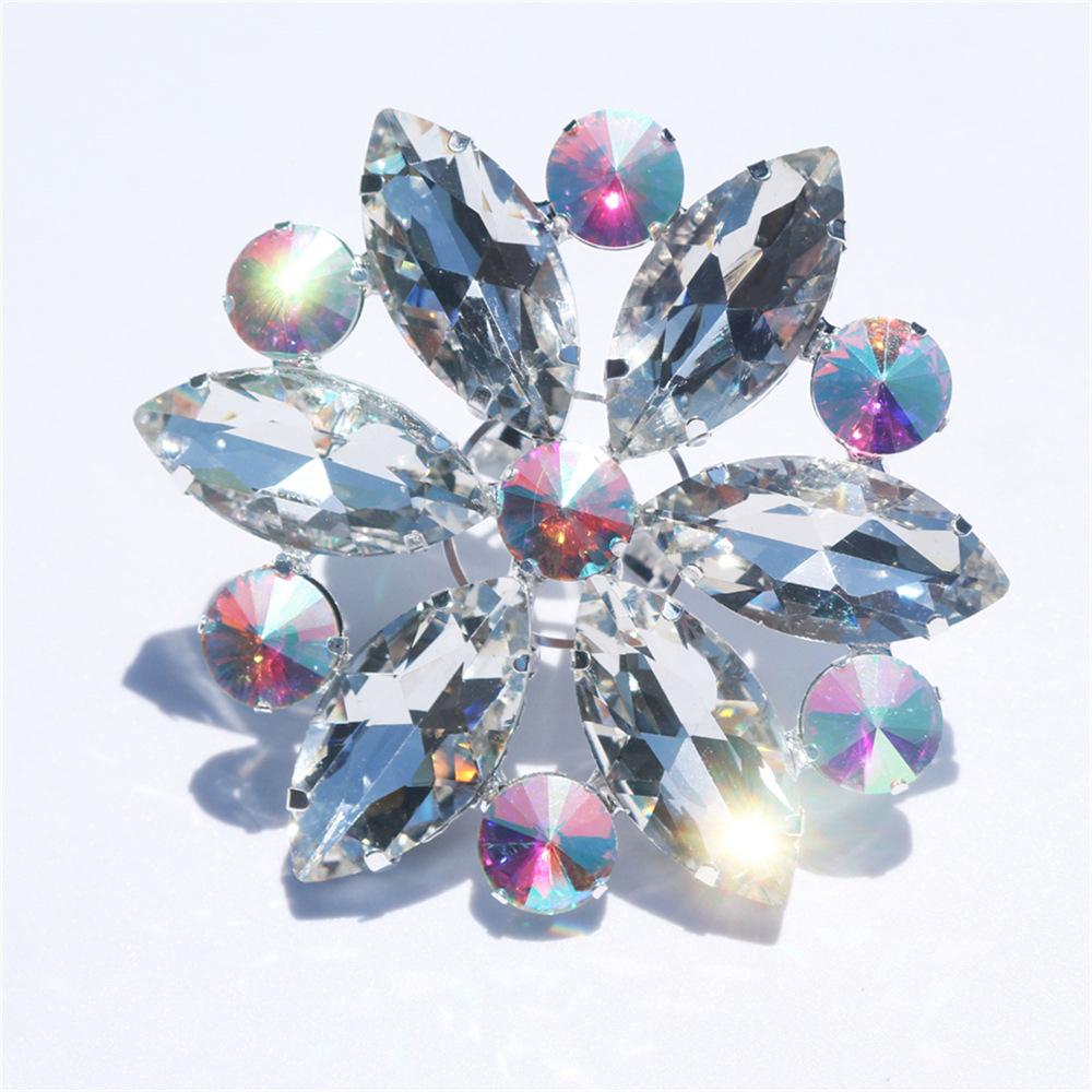 European And American New Rhinestone Ring Retro Hollow Flower Ring Personality Exaggerated Female Ring European And American Ring