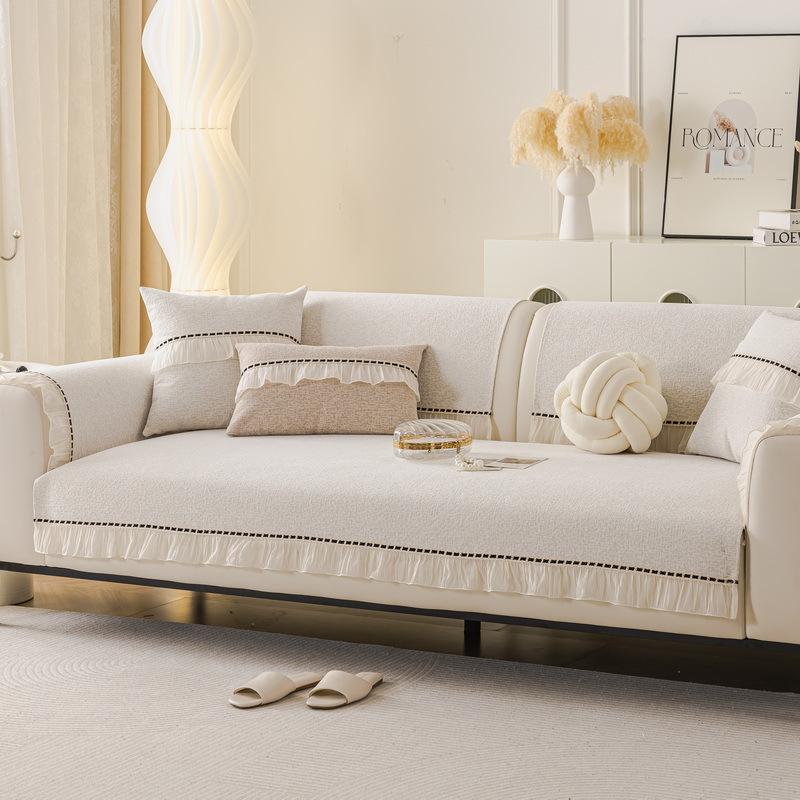 French Sofa Cushion, Universal In All Seasons, Non-Slip Seat Cushion  New Cream Wind High-End Straight Row Sofa Cover