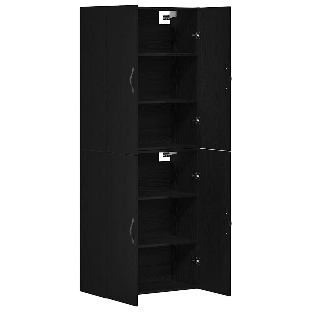Wall Cabinet 2 Pcs Black Oak Effect 69.5 X 34 X 90 Cm
