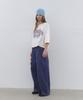 CLUNY Volume Curved Wide Cotton Pants - Blue