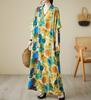 Women's V-Neck Floral Maxi Dress Short Sleeve Loose Boho Summer Dress
