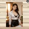 HD Metal Tin Sign Gorgeous Asian Secretary In White Shirt Leather Skirt Retro Metal Wall Art for Home Decor X Inch