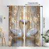 2pcs Modern Swan & Crystal Pearl Print Polyester Curtains with Rod Pocket – for Living Room   Bedroom & Office Decor