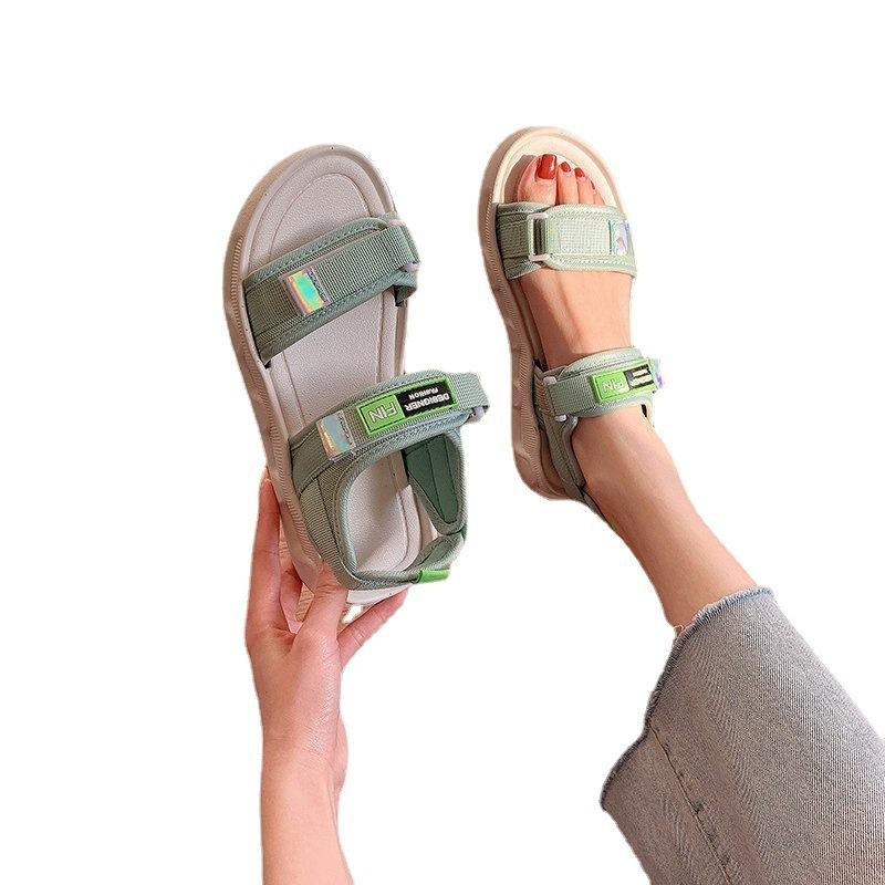 Special for Flat-bottomed Muffins, Soft-soled Velcro, Fashionable Versatile Height-enhancing Roman Fairy Style Women's Beach Sandals