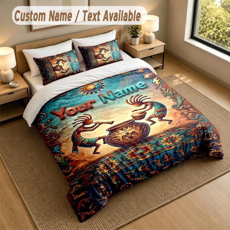 American Patriotic Theme Personalized 3Pcs Bedding Set Custom Text & Name 1 Sheet 2 Pillowcases Household Bedding 1pc