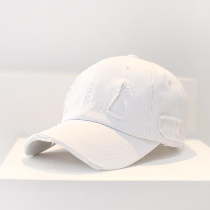 

Ретро вяжущий модный старый дырки показать лицо маленькая бейсболка мужская и женская прилив летняя универсальная кепка от солнца Adjustable белый