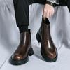 2024Thick soled waterproof new Chelsea boots  comfortable, fashionable, classic men's business leather short boots