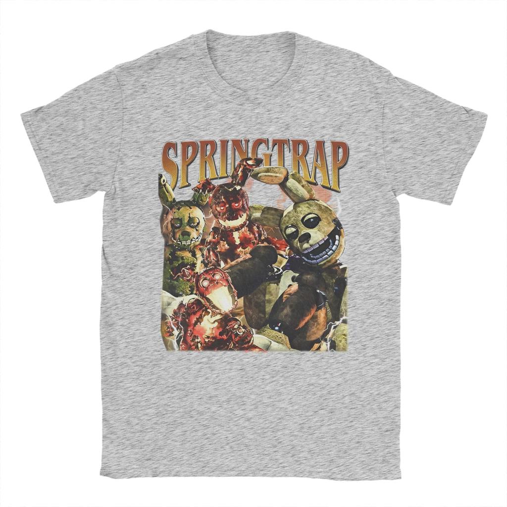 Springtrap Freddyed Bonnie Spel T-shirts Herr 100% Bomull Vintage T-shirt Rund Hals T-shirts Kortärmad Kläder Unik