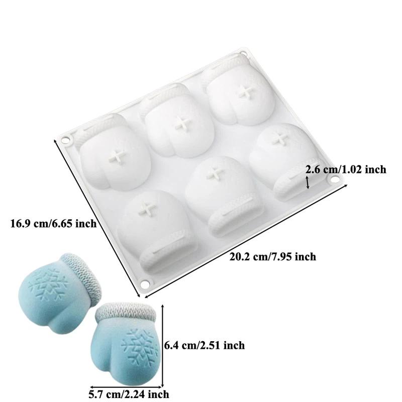 6 Cavities Mittens Cake Silicone Mold Chocolate Mousse Pastry Mould For Handmade Baking DIY Aroma Gypsum Soap Candle Model Tools