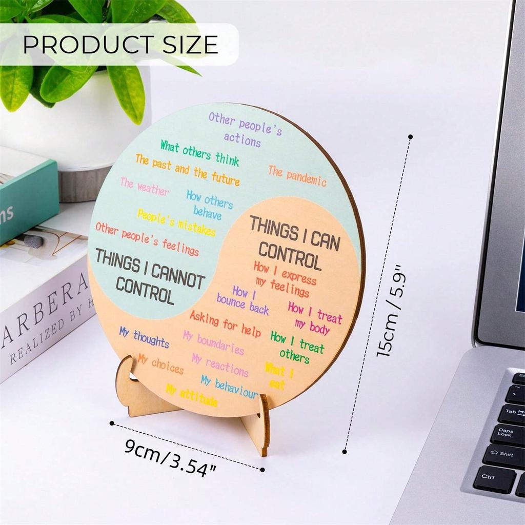 Feelings Wheel Therapy Office Desk Decor Double Sided Mental Health Office Emotions Chart with Stand Therapist Gifts for Home