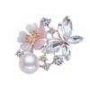 Crystal Butterfly Flower Brooch Female Pearl Pin Suit Accessories Clothing Accessories