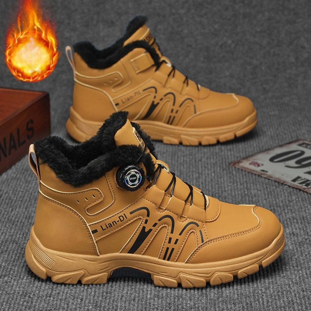 Winter New Style, High Top, Plush and Thickened, Men's Cotton Shoes, Swivel Buckle, Trendy Men's Shoes, British Style, Boots