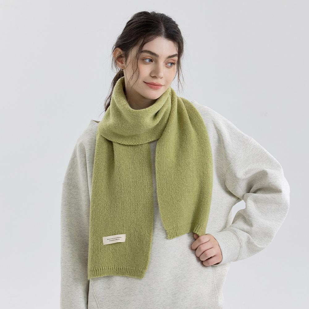 New Winter Versatile Solid Color Knitted Scarf Women's Autumn and Winter Wool Men's and Women's Couples Scarf with Shawl