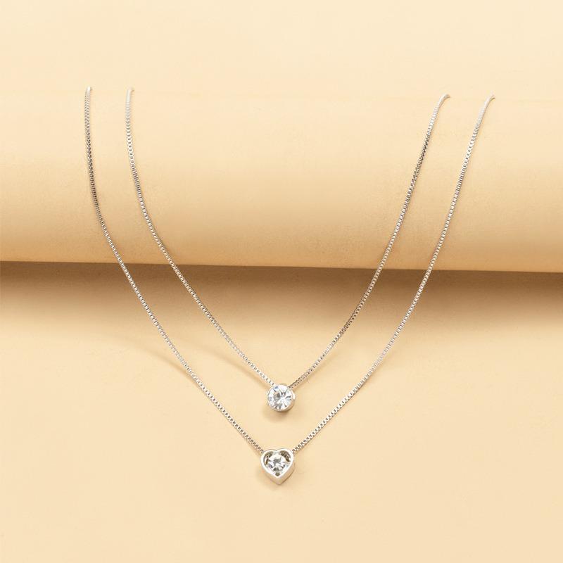 Alloy Necklace Jewelry Fashion Multi-layer Love Water Drop Pendant Retro Women's Collarbone Chain