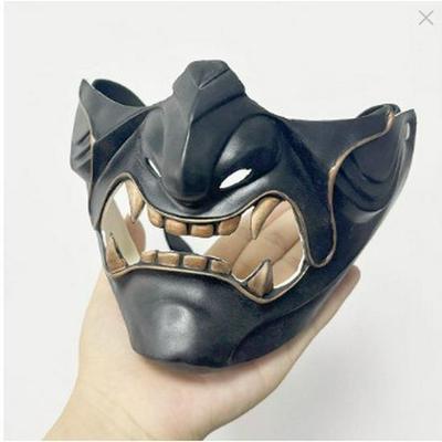 Máscara Hannya Samurai de Meio Rosto em Resina para Cosplay e Halloween