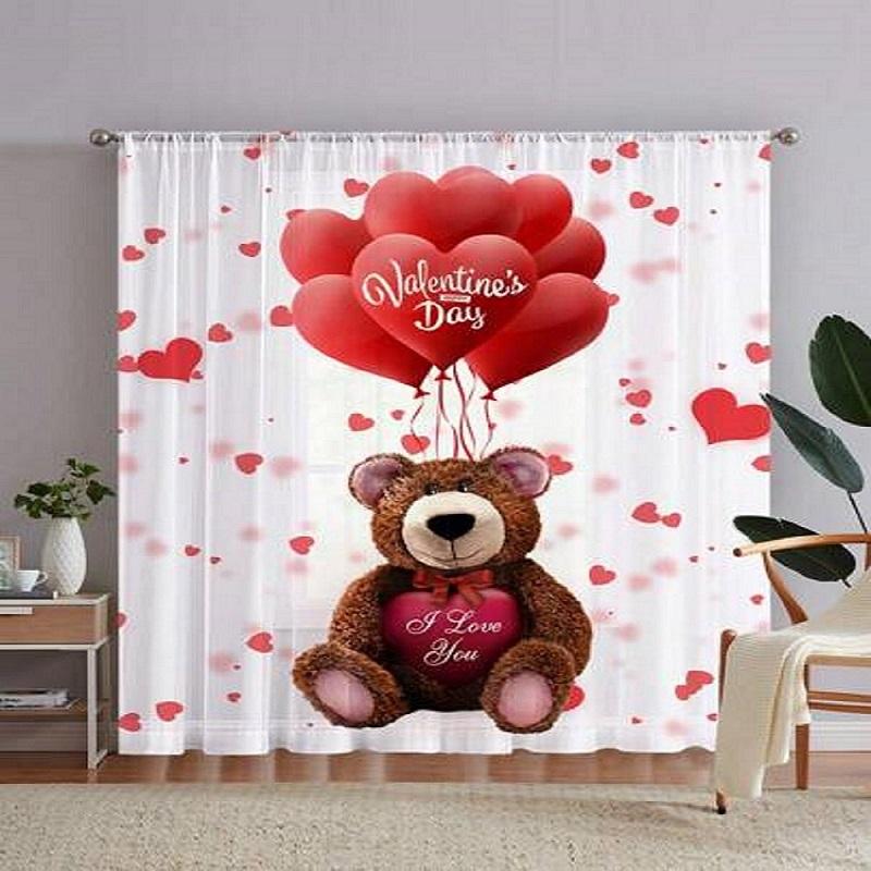 Valentine's Day Red Rose Flower Shower Curtain Waterproof Polyester Landscape Curtains Bathroom Shower Curtain And Rug Sets